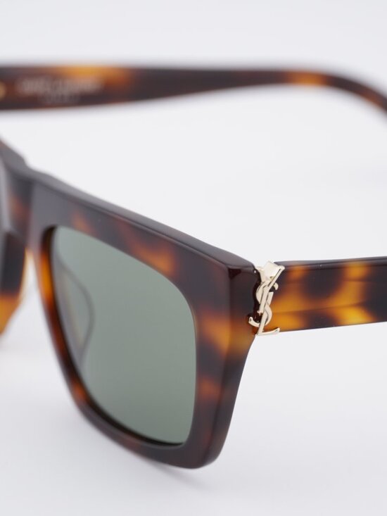 Saint Laurent SLM131 003 Sunglasses Havana Rectangle Frame, Green Lenses main image 11